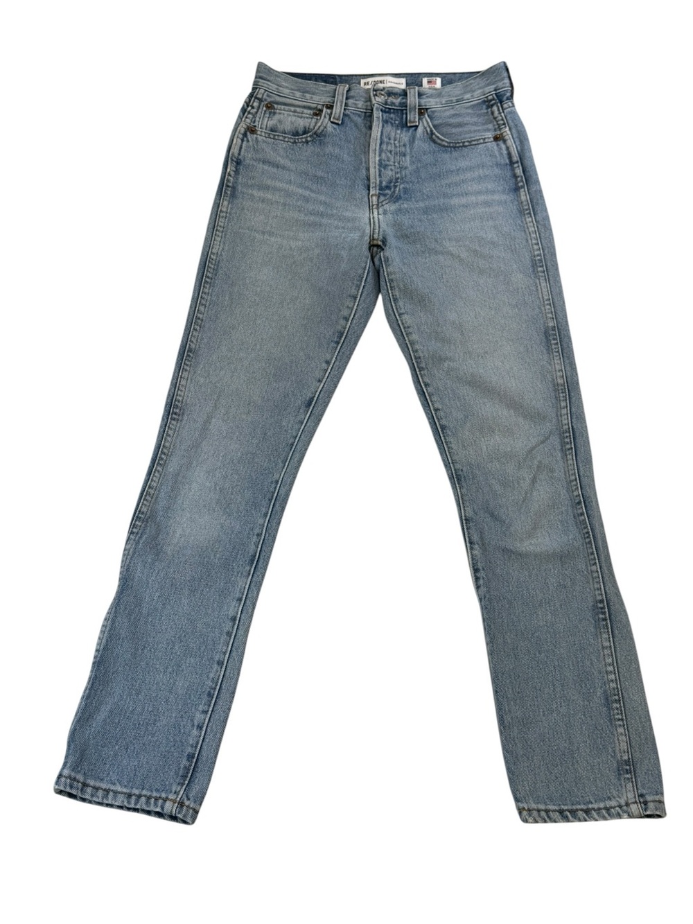 Re/Done Light Blue Button-Fly‎ Jeans Straight Leg Denim Size 24
